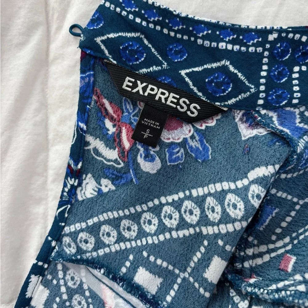 Express Blue A-Line Dress with Bishop Sleeves - Picture 5 of 5